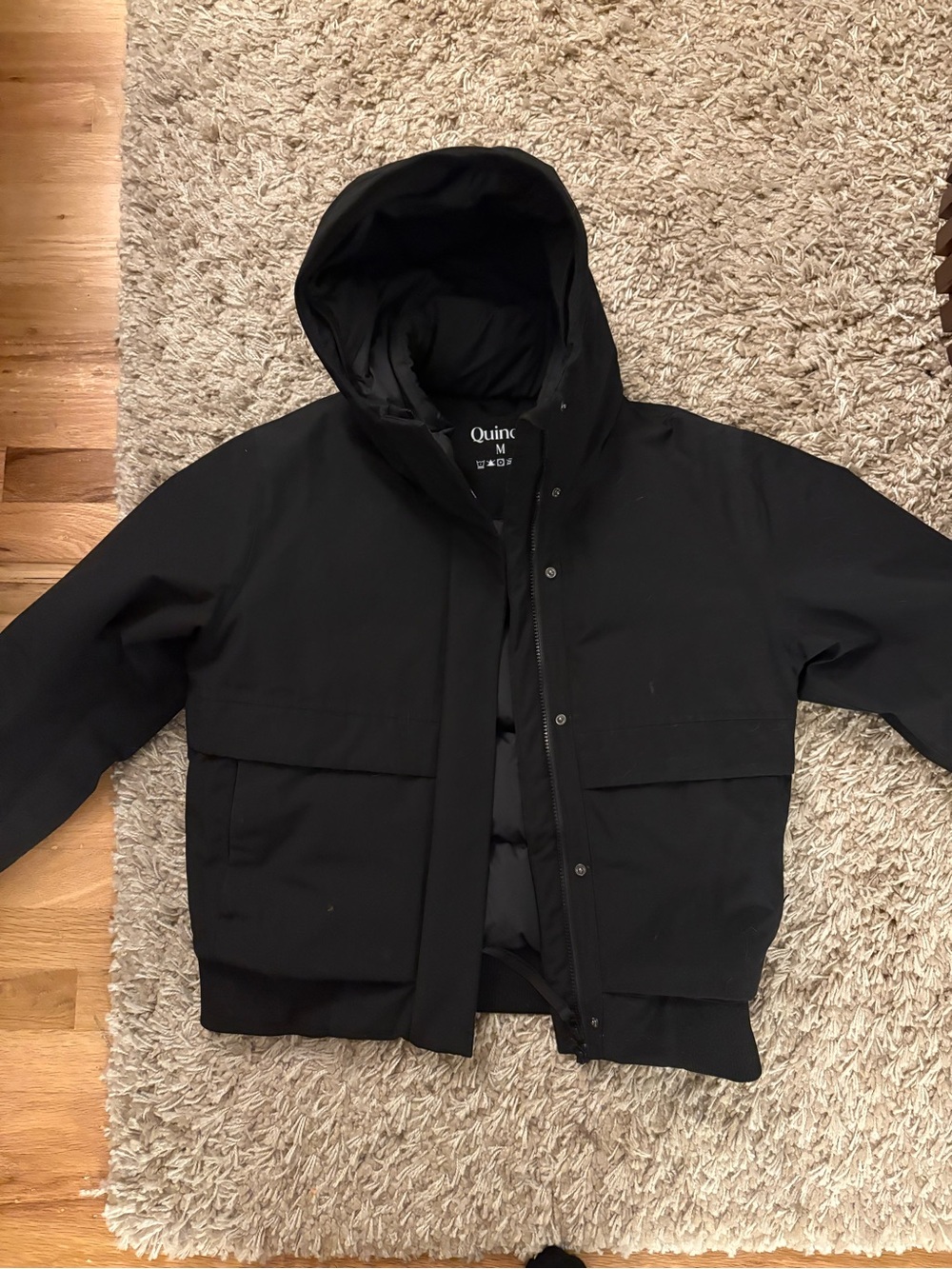 Quince Men's Black Hooded Puffer Jacket